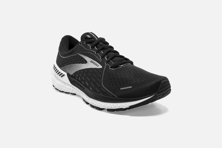 Brooks Running Shoes Womens Black/White - Adrenaline GTS 21 Road - 6208-LDTMW